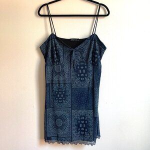 Urban Outfitters Mesh Blue Patterned/Paisley Mini Dress